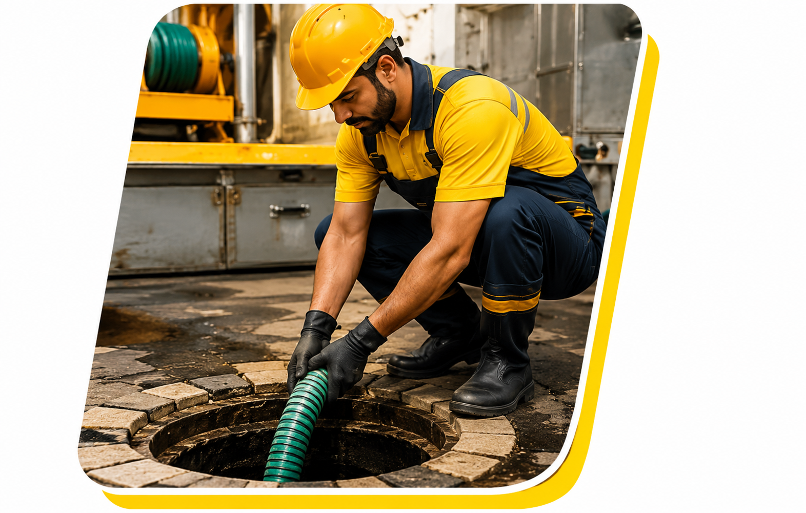 Worker Cleaning Septic Tank